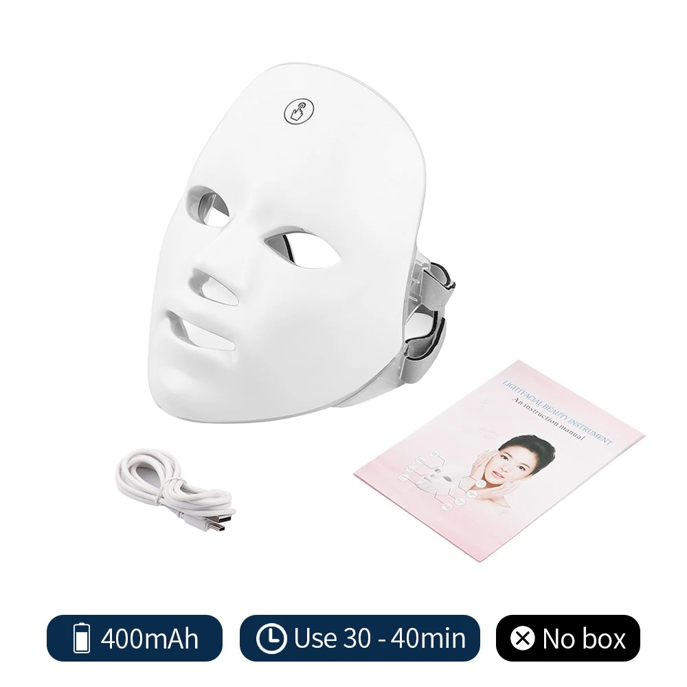 Máscara facial recarregável de LED com 7 cores