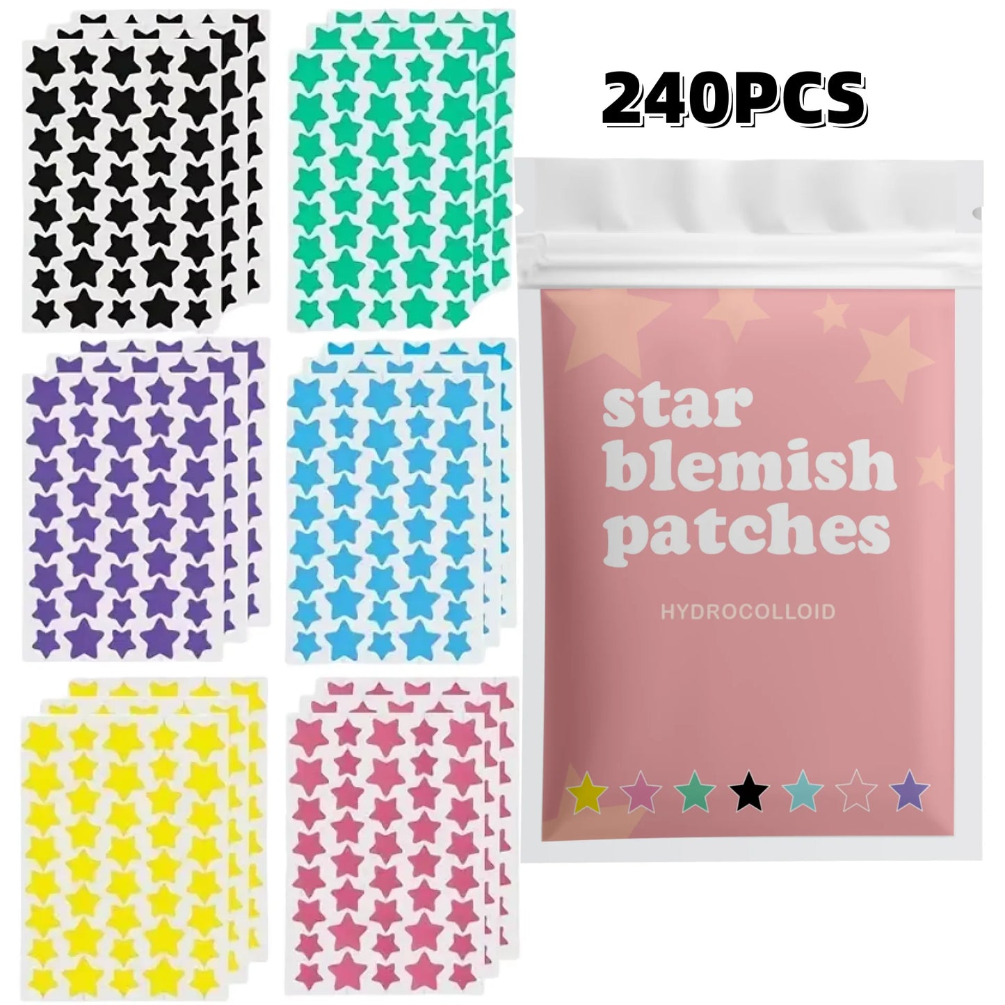 240 adesivos multicoloridos para acne