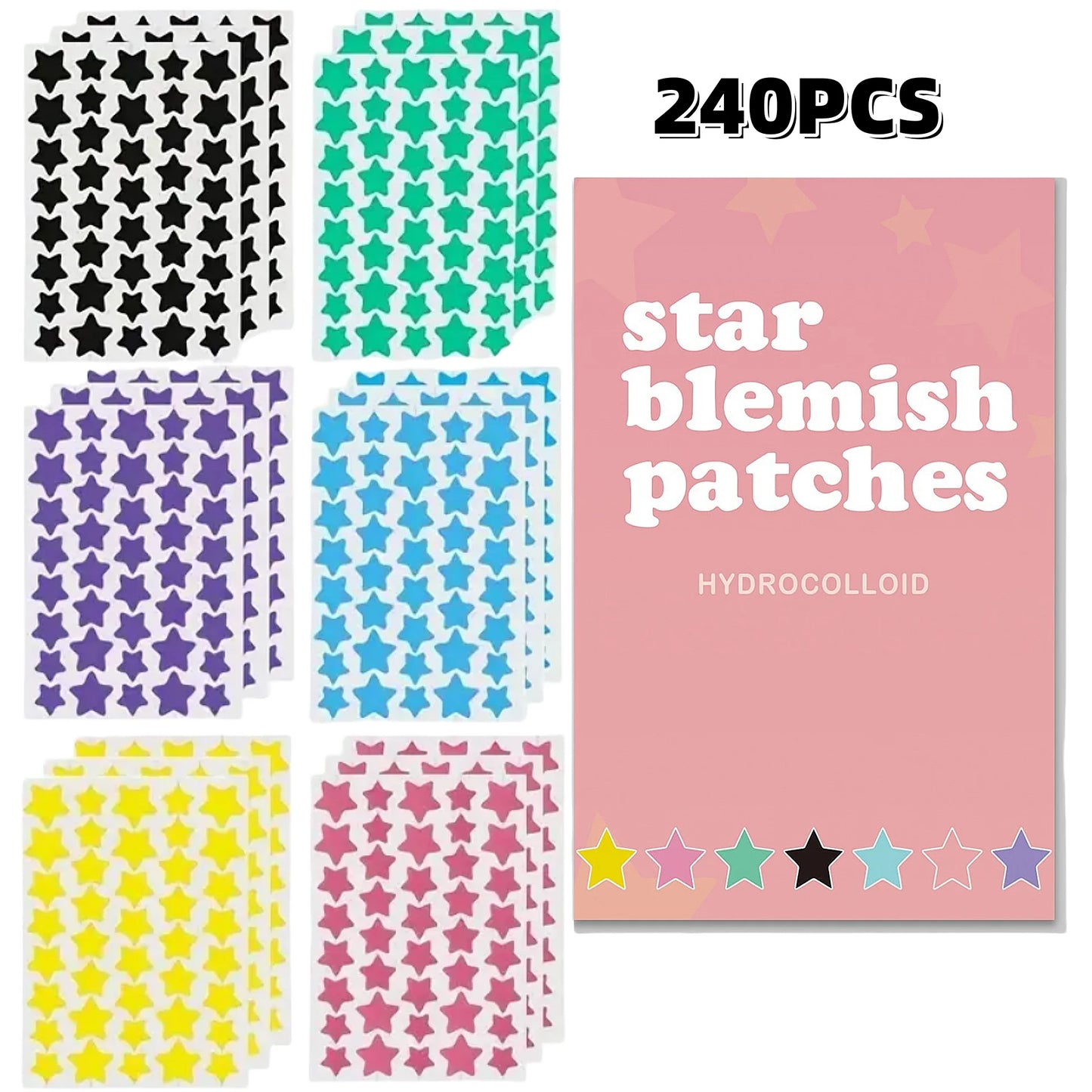 240 adesivos multicoloridos para acne