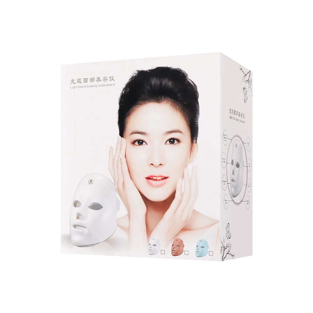 Máscara facial recarregável de LED com 7 cores