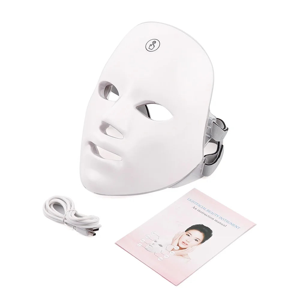 Máscara facial recarregável de LED com 7 cores