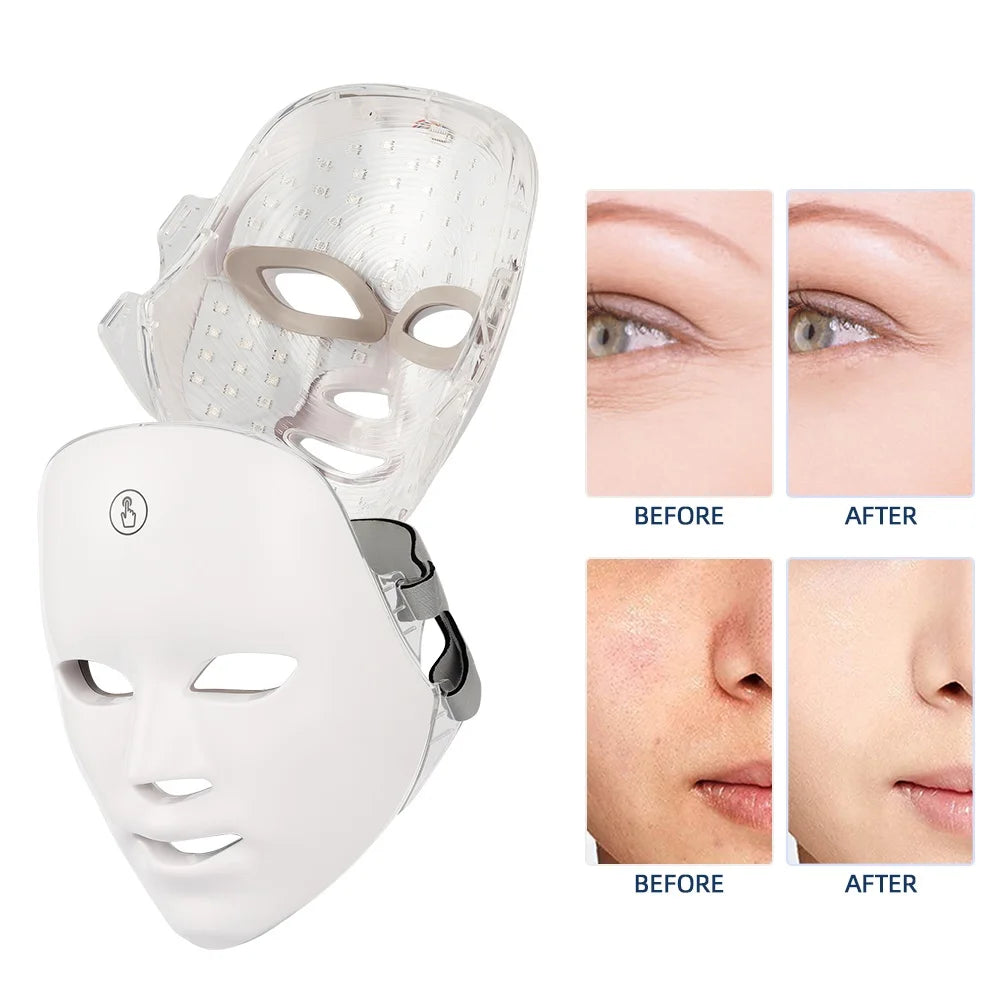 Máscara facial recarregável de LED com 7 cores